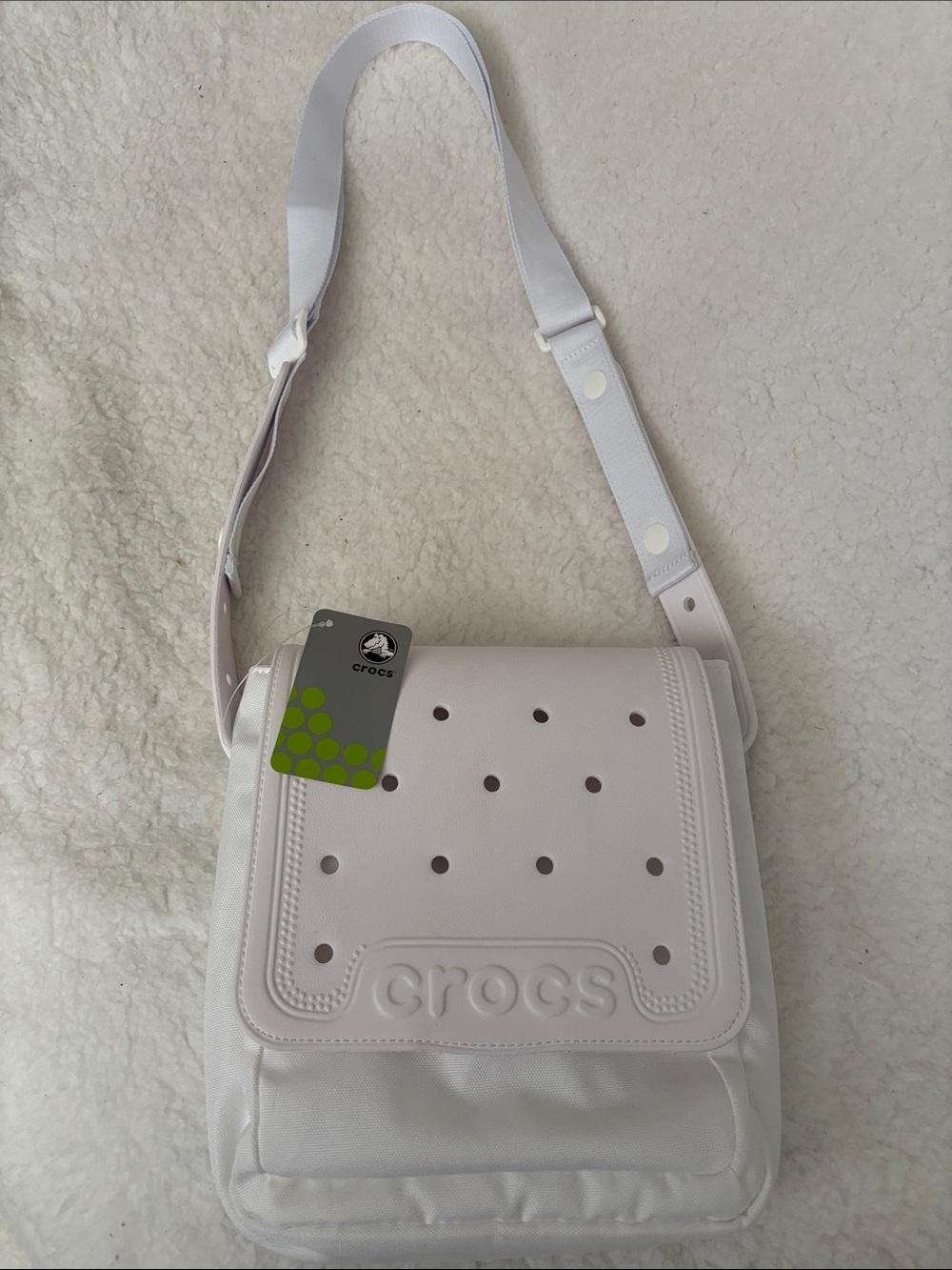 CROCS White Crossbody Shoulder Bag with Perforated Flap